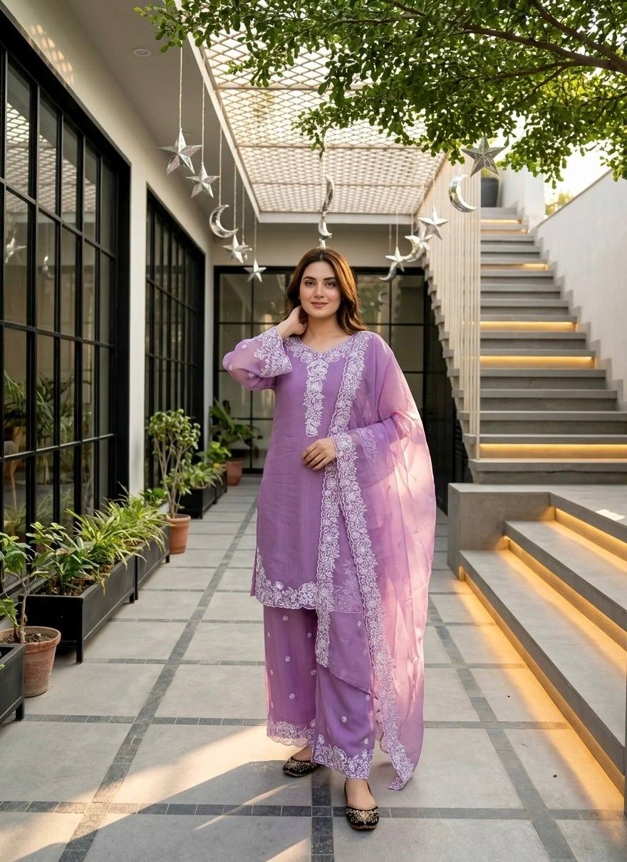 Wedding Waear Pink Color Heavy Mal Chanderi Palazzo Suit