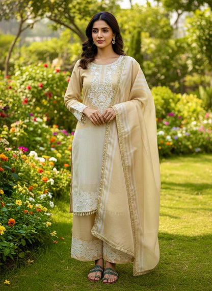 Wedding Function Wear Banarasi Silk Palazzo Suit Set