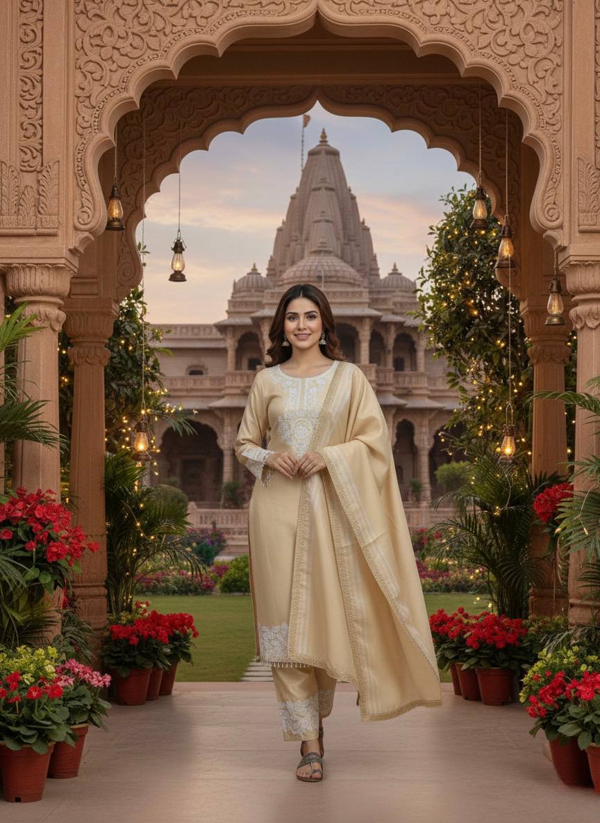 Wedding Function Wear Banarasi Silk Palazzo Suit Set