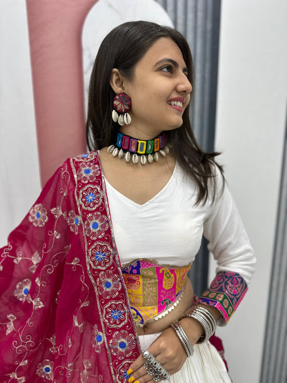 Traditional Celebrations Wear White Color Pure Cotton Lehenga Choli