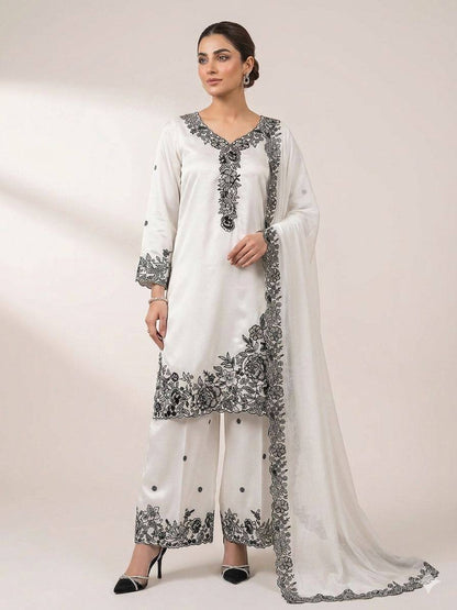 Designer French Crepe Embroidery Work Wedding Wear Palazzo Suit