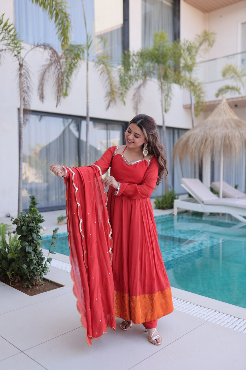 Function Wear Gaajri Color Embroidered Sequence Anarkali Suit Set