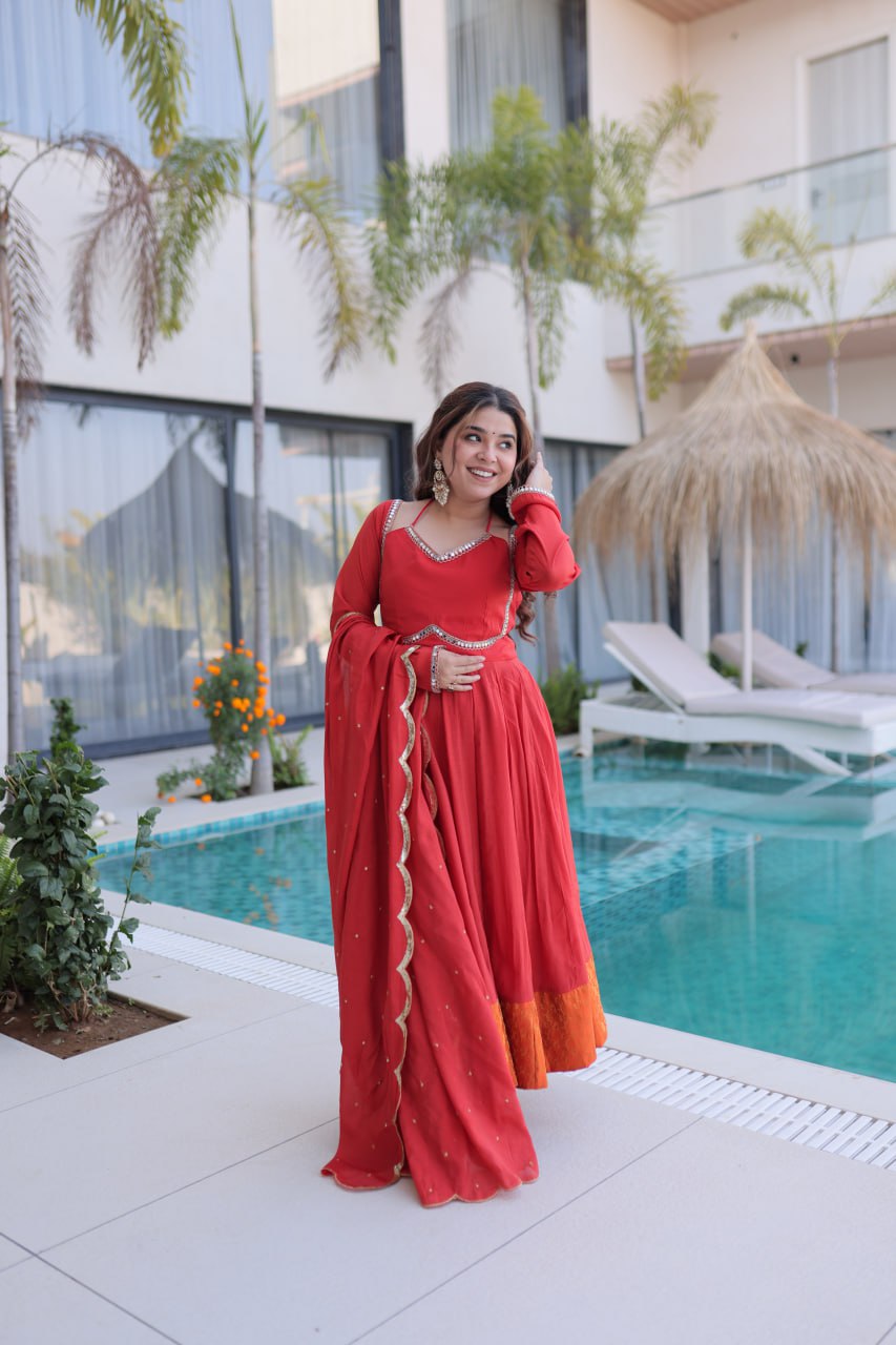 Function Wear Gaajri Color Embroidered Sequence Anarkali Suit Set