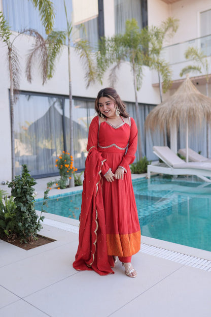 Function Wear Gaajri Color Embroidered Sequence Anarkali Suit Set