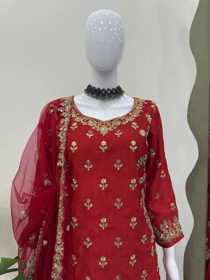 Wedding Wear Embroidered Designer Sharara Suit