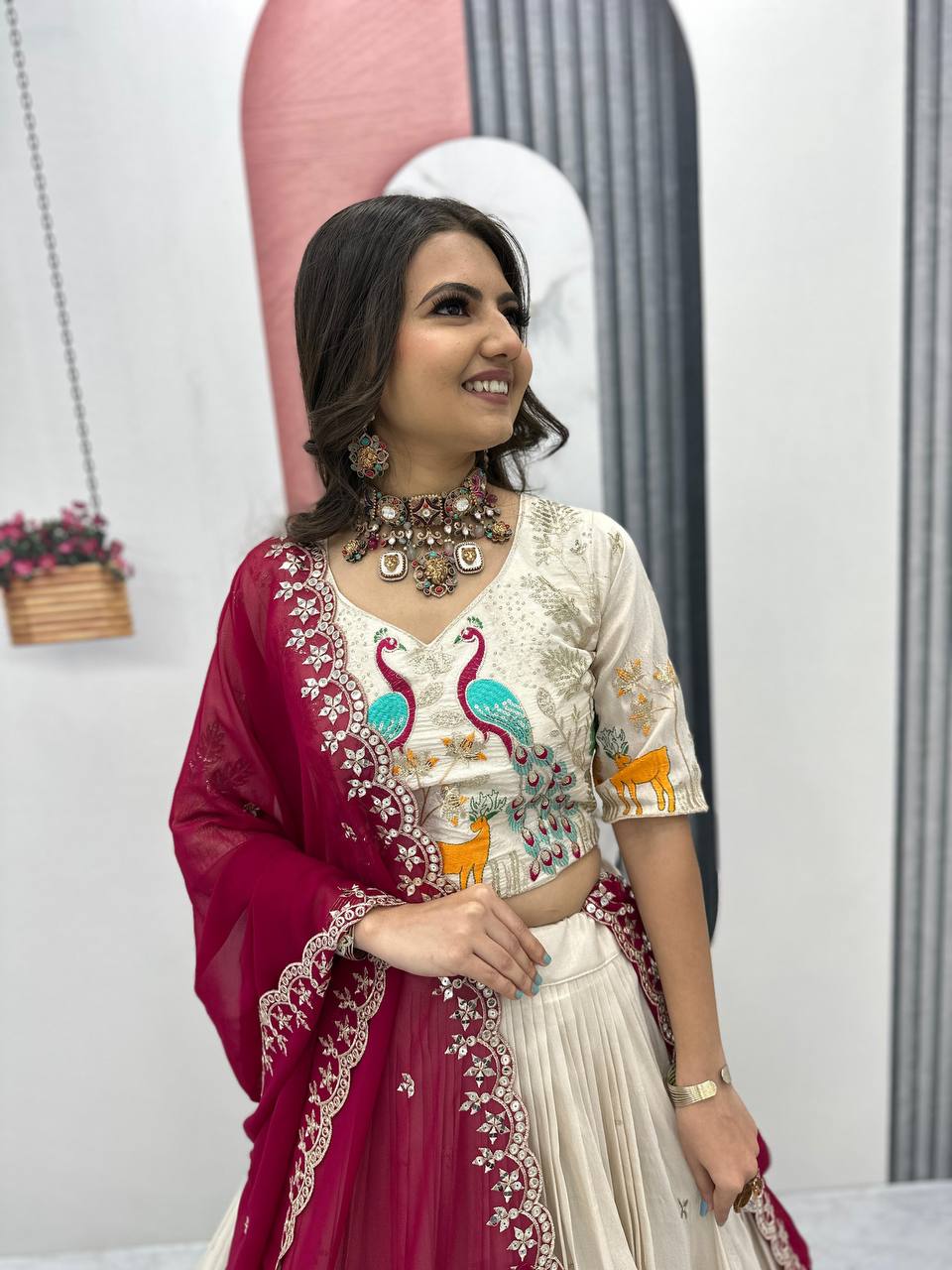 Ceremony Wear Pure Tissue Silk With Heavy Thread And Sequence Work Designer Lehenga Choli
