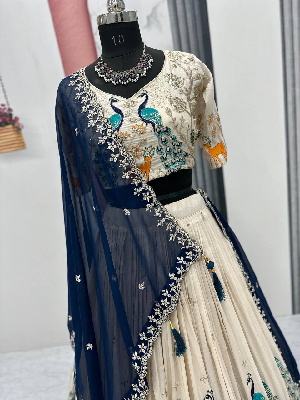 Party Wear Pure Tissue Silk With Heavy Thread And Sequence Work Designer Lehenga Choli