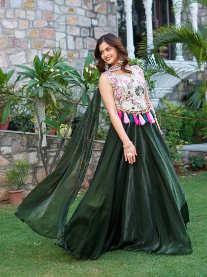 Function Wear Green Color Embroidery Work Ready To Wear Lehenga Choli