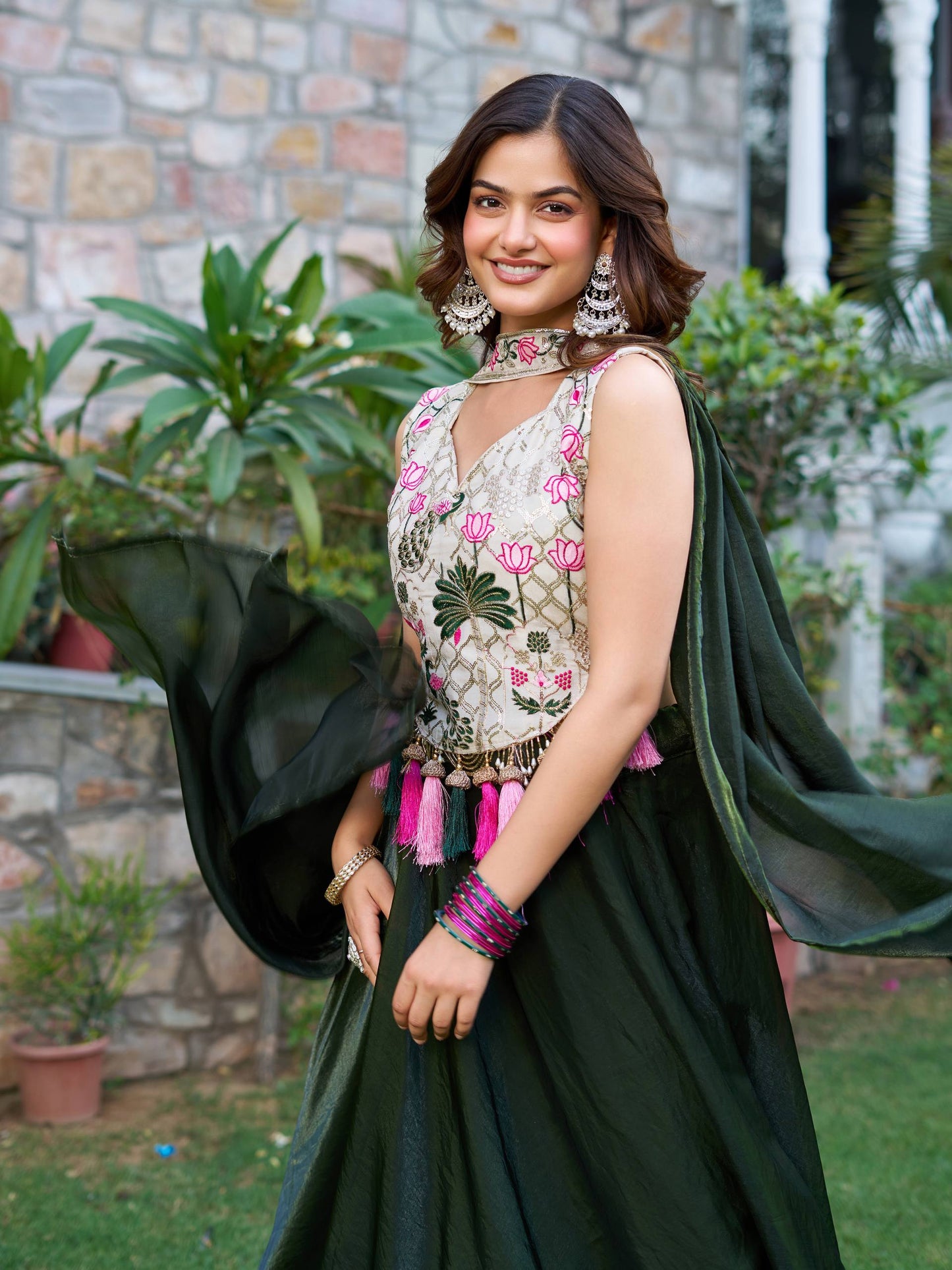 Function Wear Green Color Embroidery Work Ready To Wear Lehenga Choli