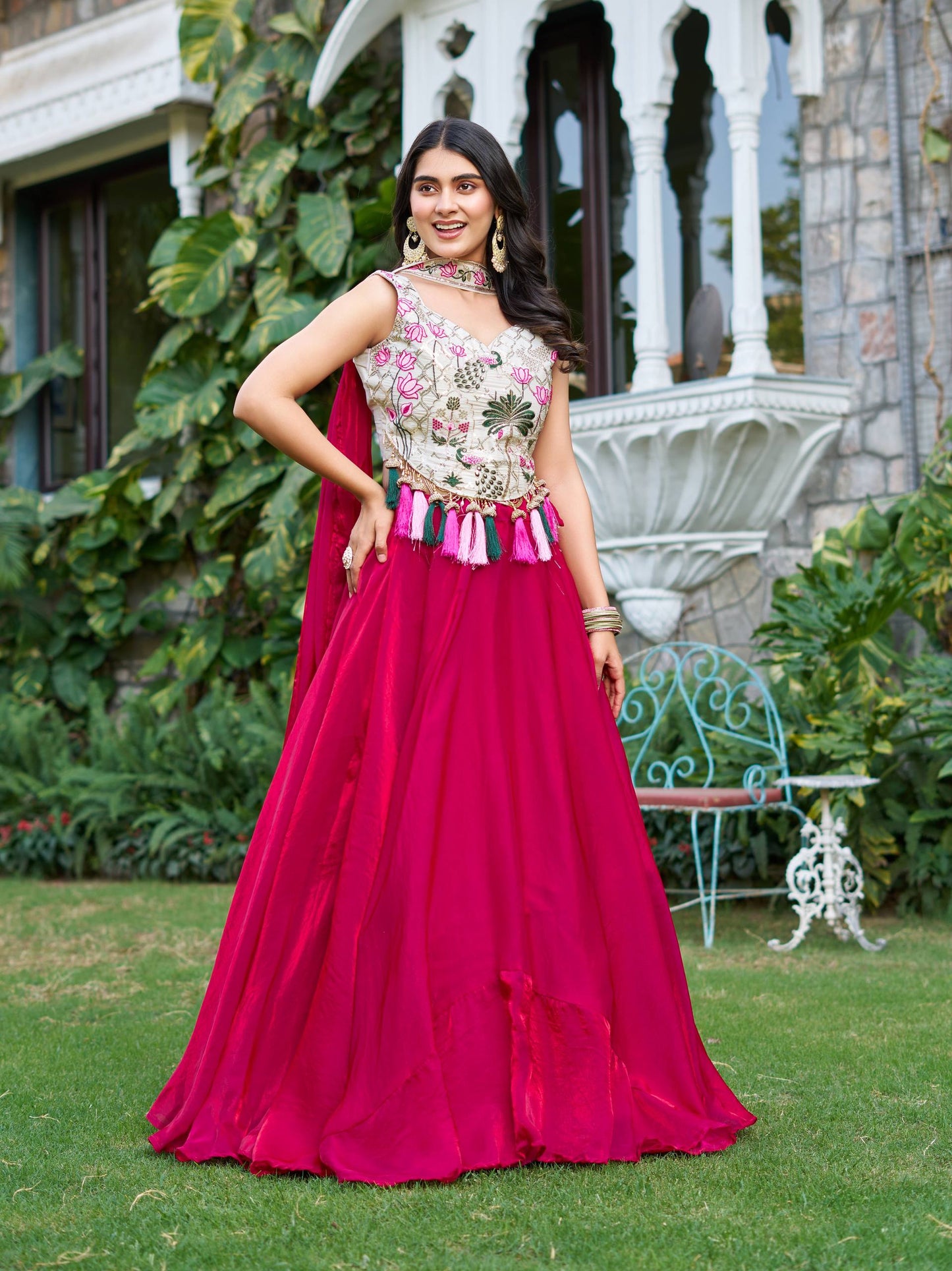 Ceremony Wear Pink Color Embroidery Work Ready To Wear Lehenga Choli