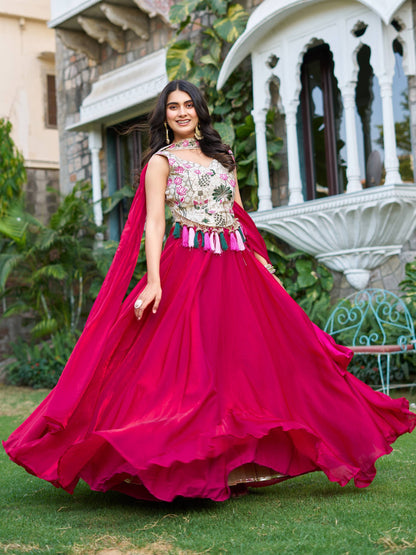 Ceremony Wear Pink Color Embroidery Work Ready To Wear Lehenga Choli