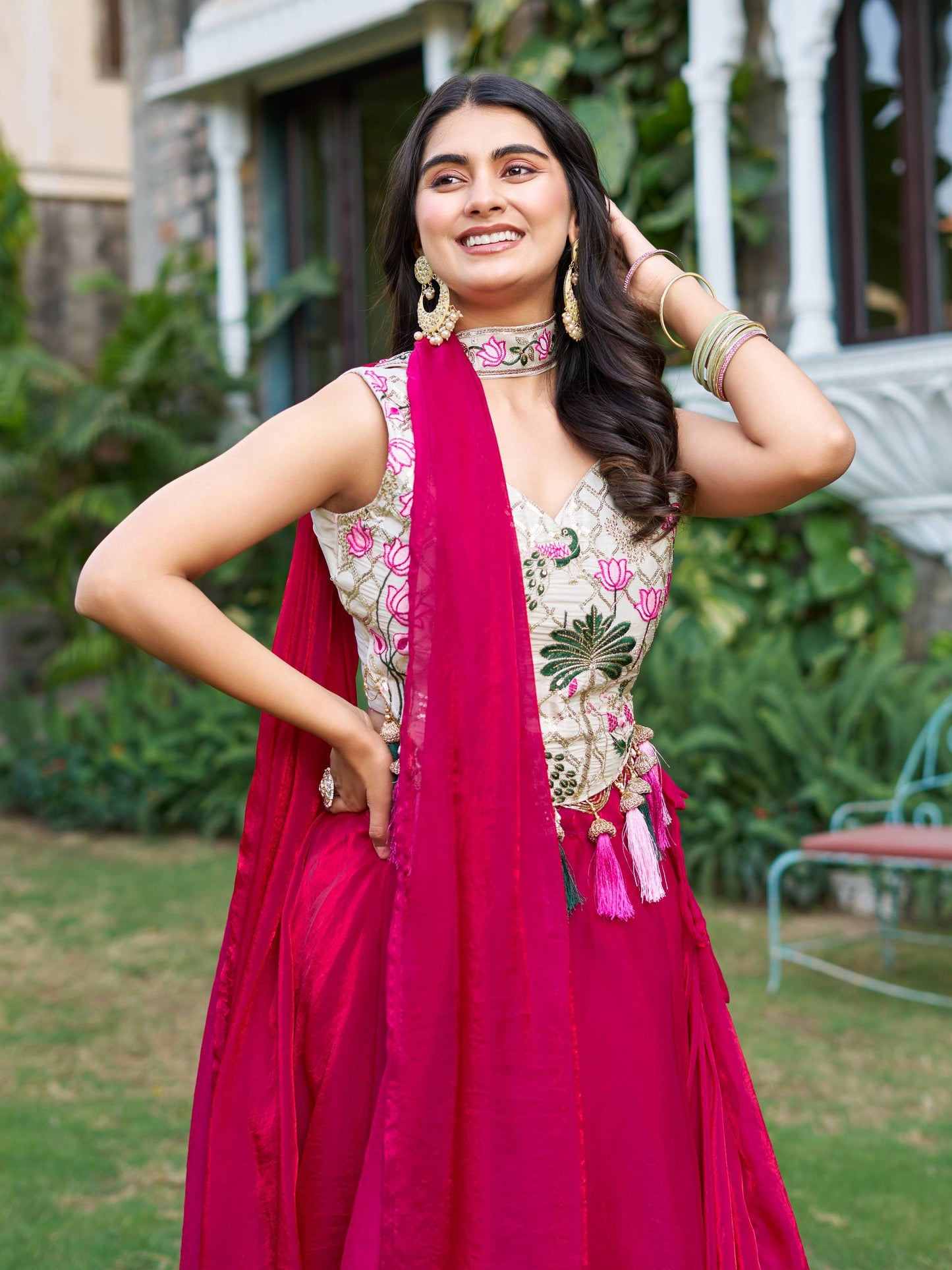 Ceremony Wear Pink Color Embroidery Work Ready To Wear Lehenga Choli