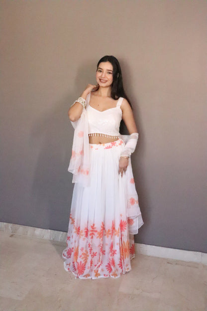 Superhit Orange Color Soft Georgette Sequence Lehenga Choli
