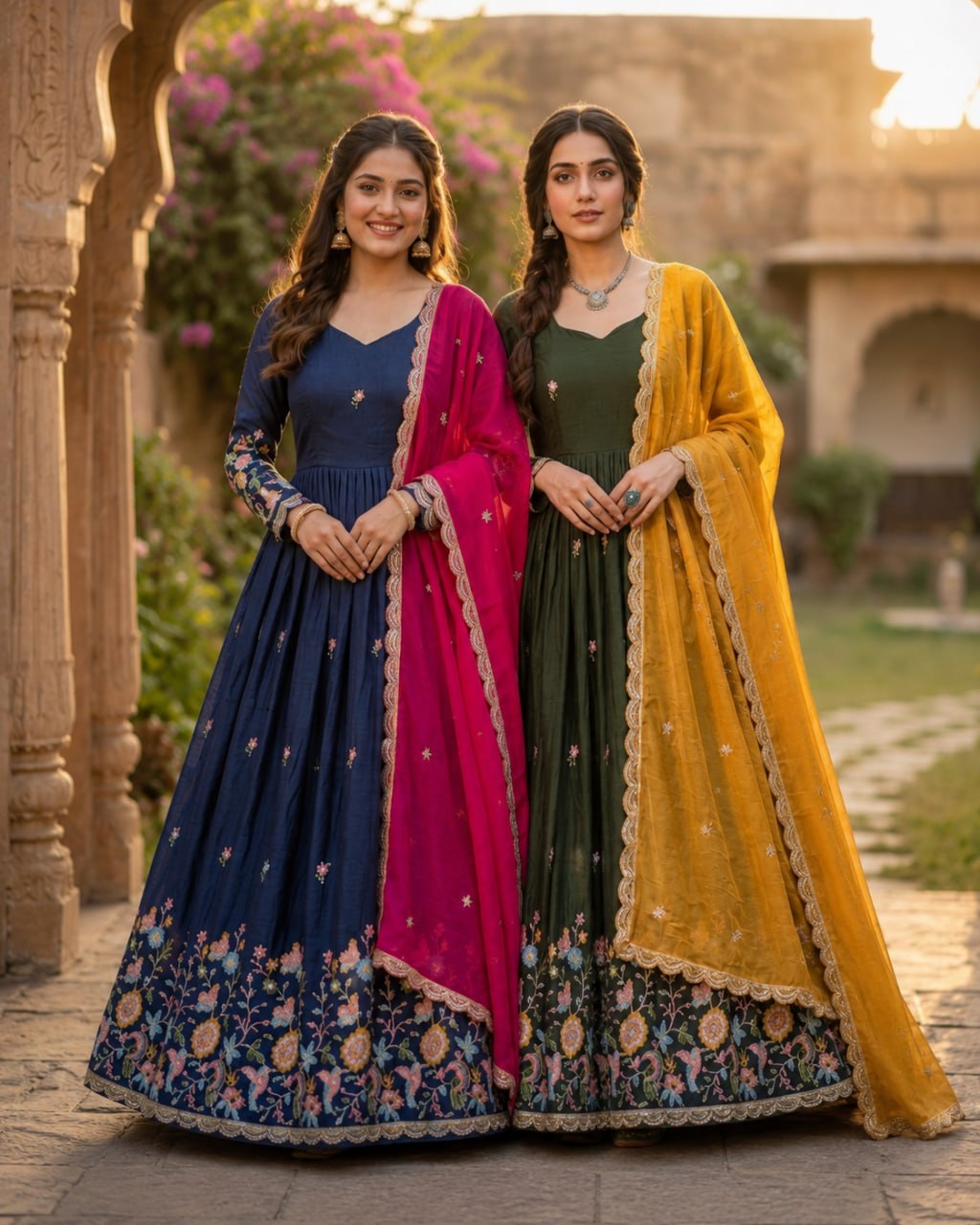 Wedding Wear Zari Thread Embroidery Work Designer Gown