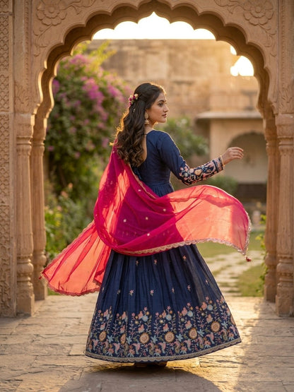 Wedding Wear Zari Thread Embroidery Work Designer Gown