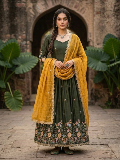 Wedding Wear Zari Thread Embroidery Work Designer Gown