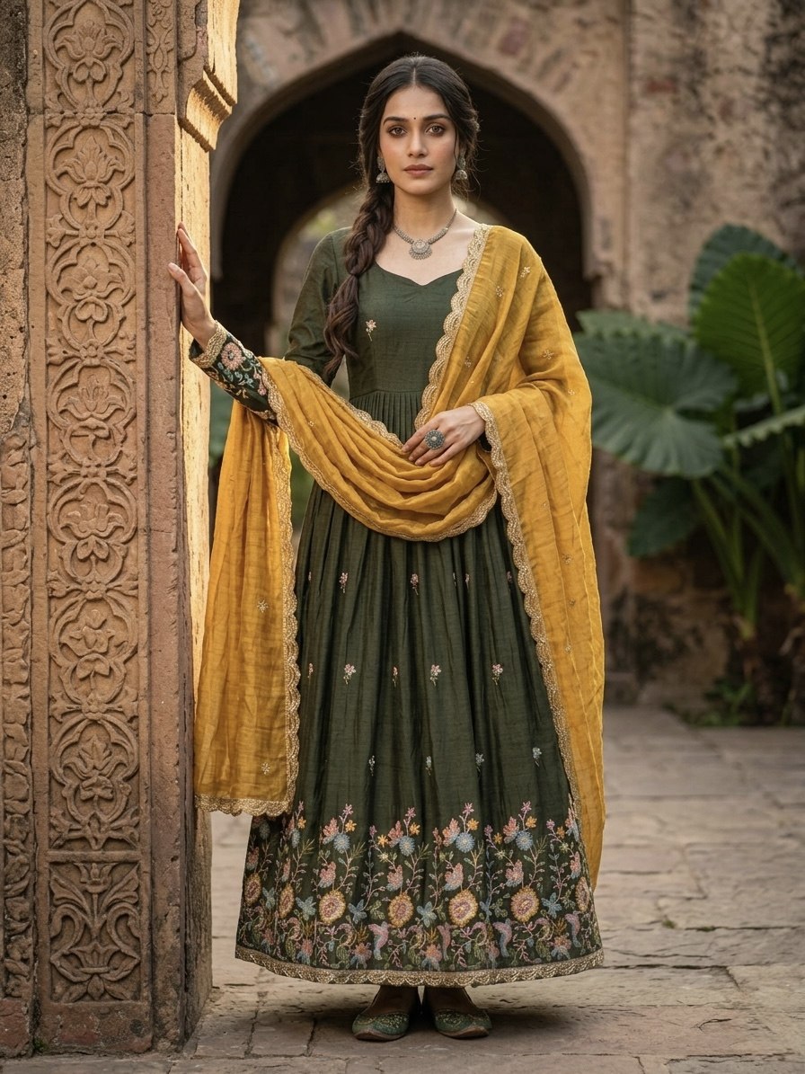 Wedding Wear Zari Thread Embroidery Work Designer Gown