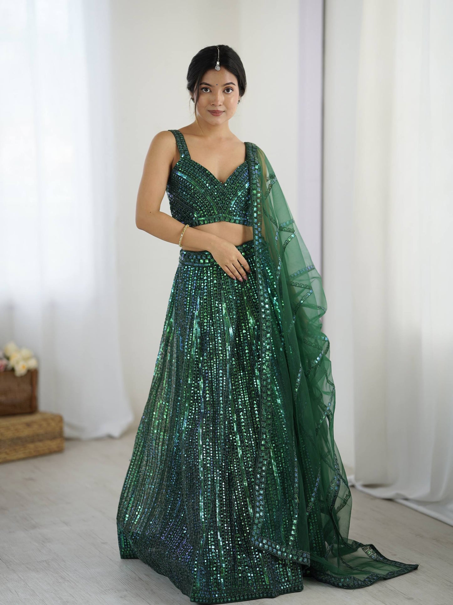 Beautiful Green Color Embroidered Work Designer Lehenga Choli