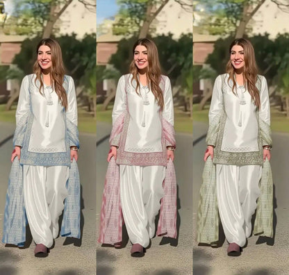 Designer Wedding Wear Heavy Natural Silk Palazzo Suit