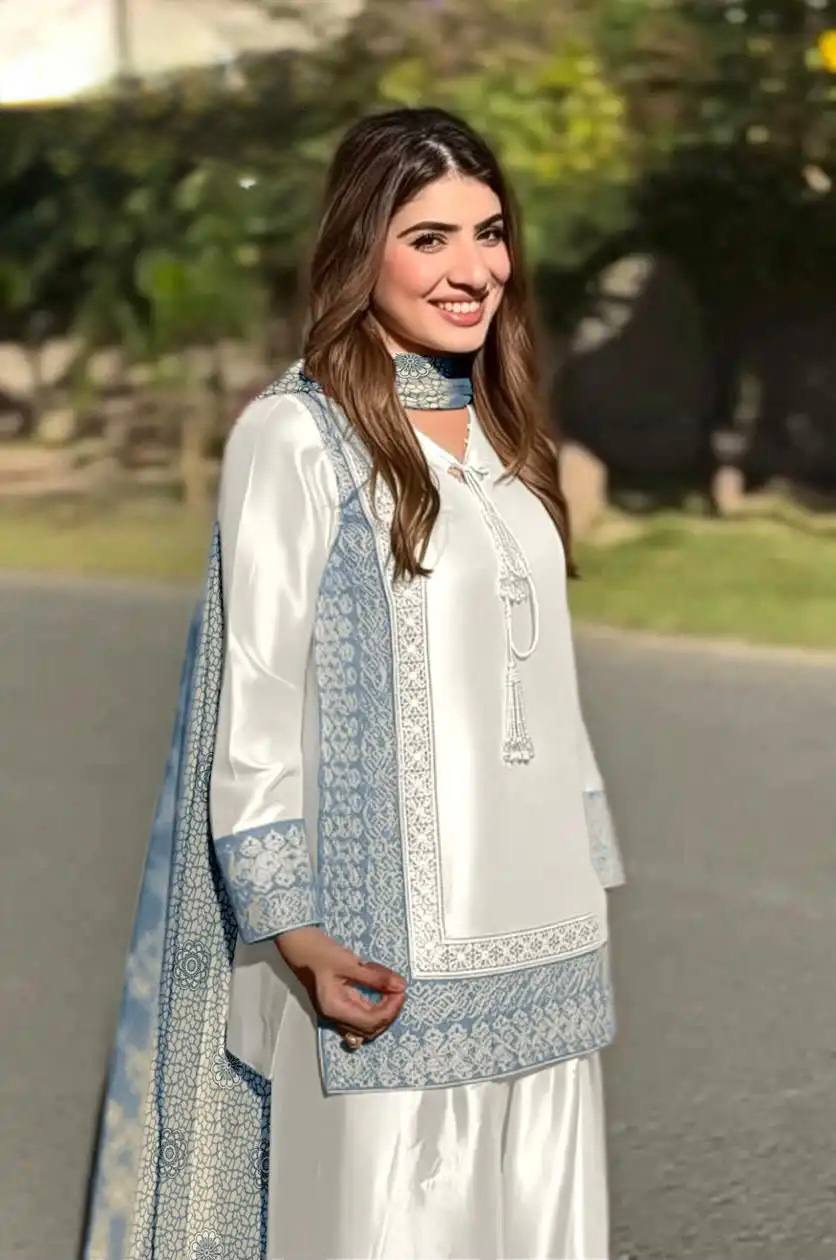 Designer Wedding Wear Heavy Natural Silk Palazzo Suit