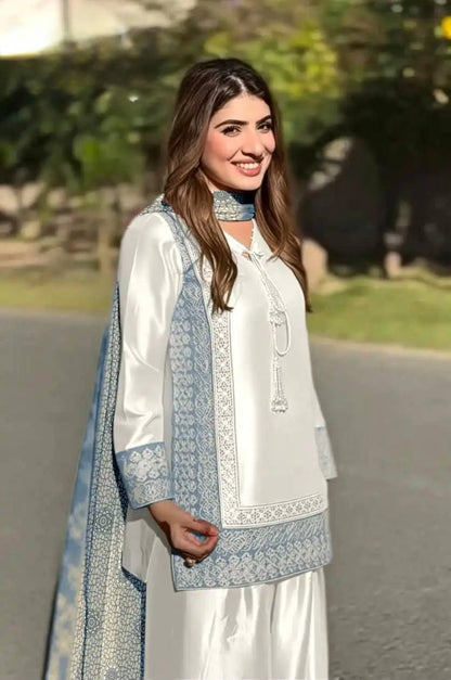 Designer Wedding Wear Heavy Natural Silk Palazzo Suit