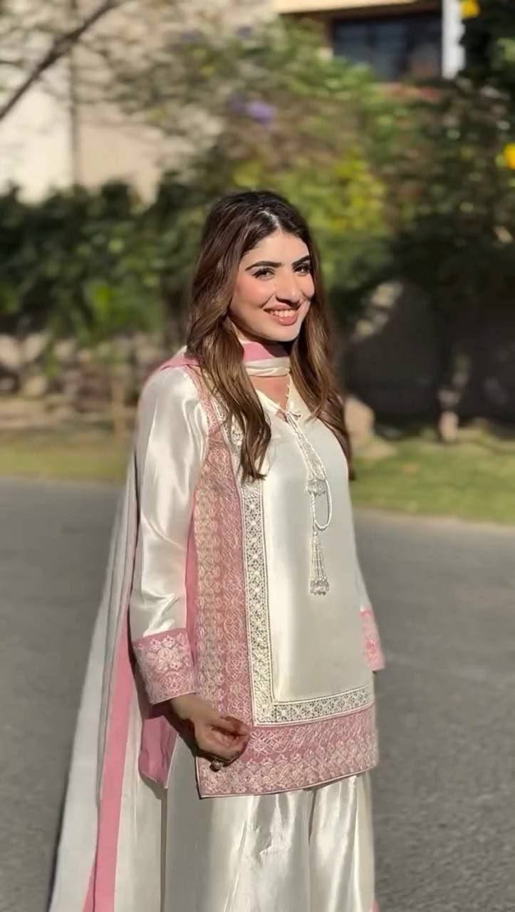Designer Wedding Wear Heavy Natural Silk Palazzo Suit