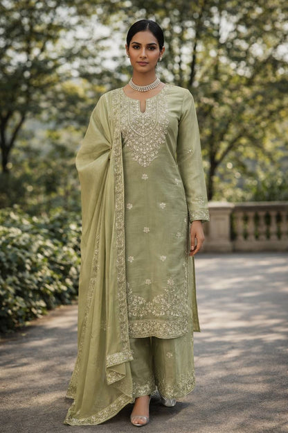 Wedding Wear Thread Work Designer Palazzo Suit Set