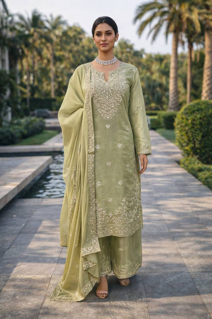 Wedding Wear Thread Work Designer Palazzo Suit Set