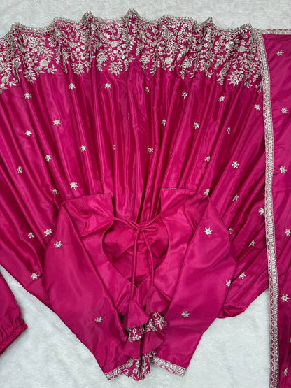 Party Wear Pink Color American Silk And Thread With Sequence Work Designer Gown
