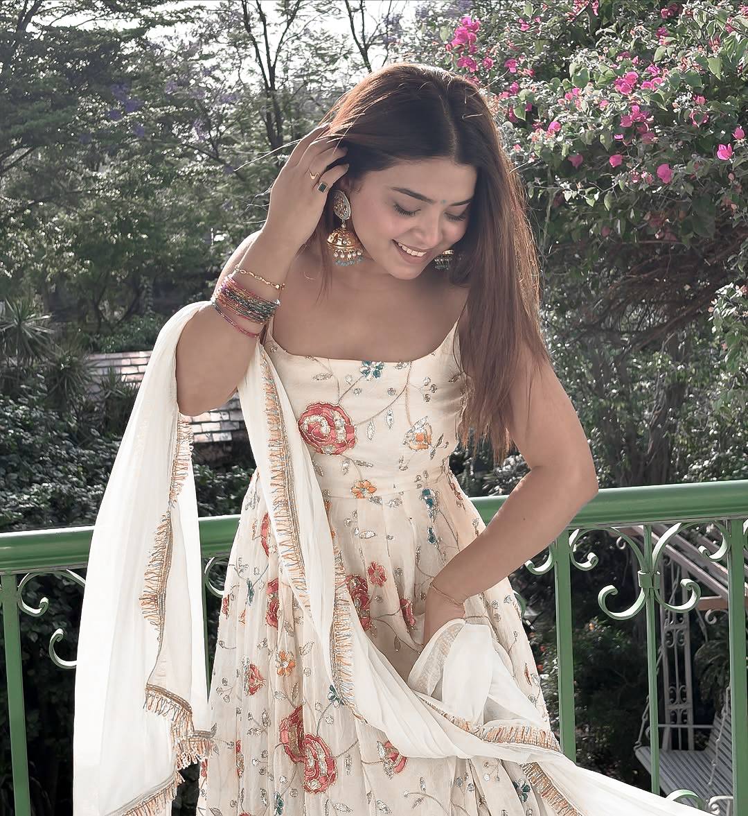 Neha Wedding Wear Off White Color Thread Work Designer Anarkali Suit
