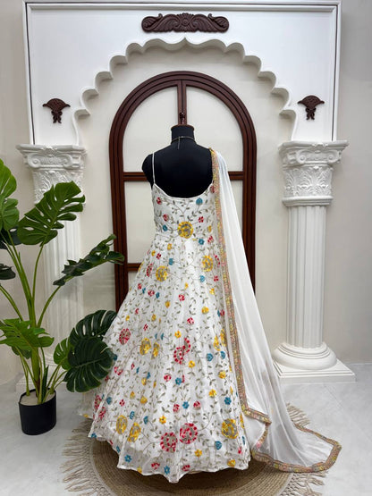 Neha Wedding Wear Off White Color Thread Work Designer Anarkali Suit