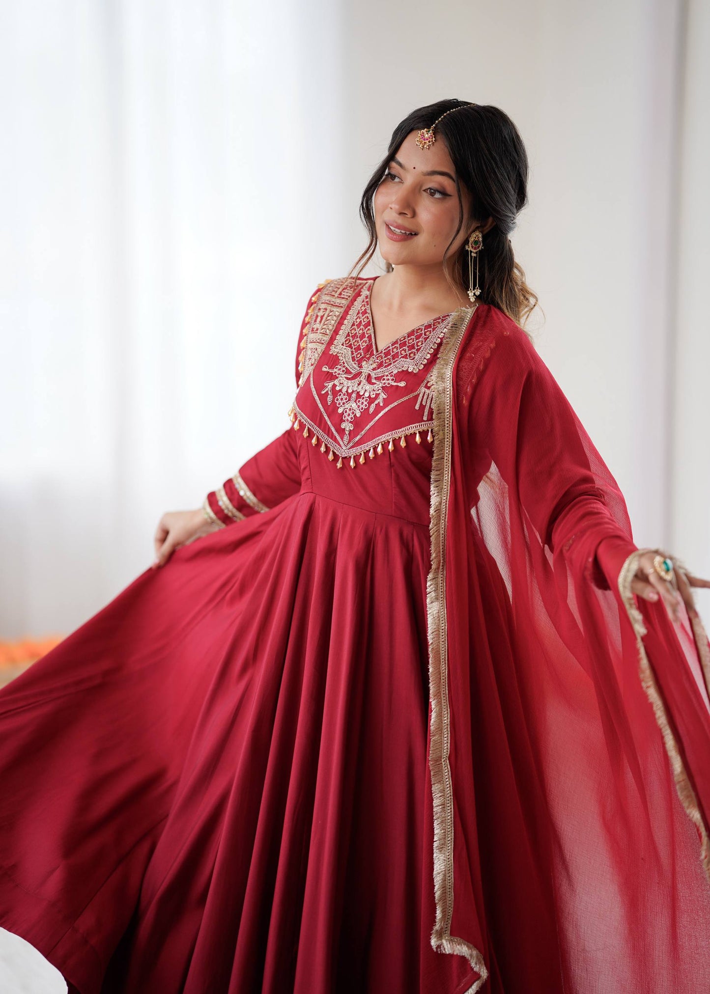 Wedding Wear Embroidered Full Flair Anarkali Suit Set