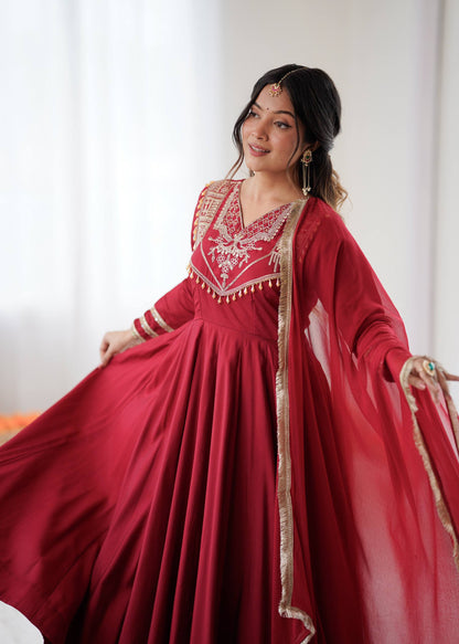 Wedding Wear Embroidered Full Flair Anarkali Suit Set