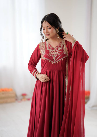Wedding Wear Embroidered Full Flair Anarkali Suit Set