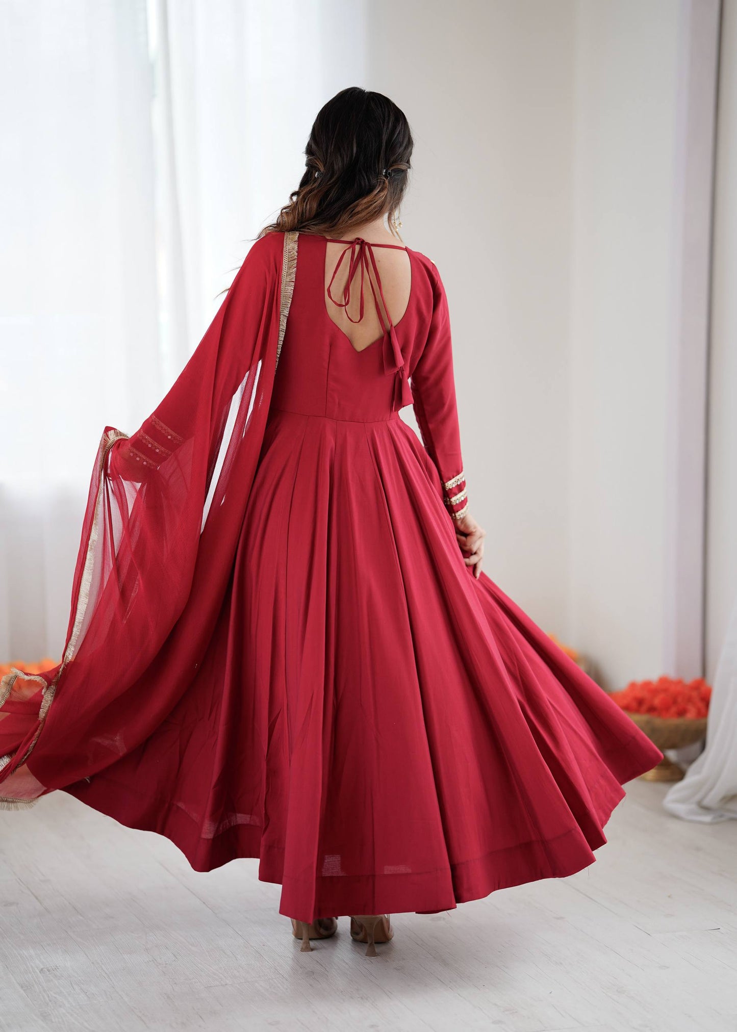 Wedding Wear Embroidered Full Flair Anarkali Suit Set