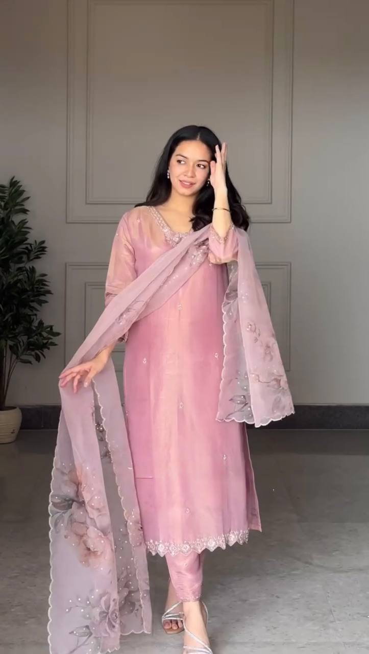 Desinger Light Pink Color Embroidered Salwar Suit