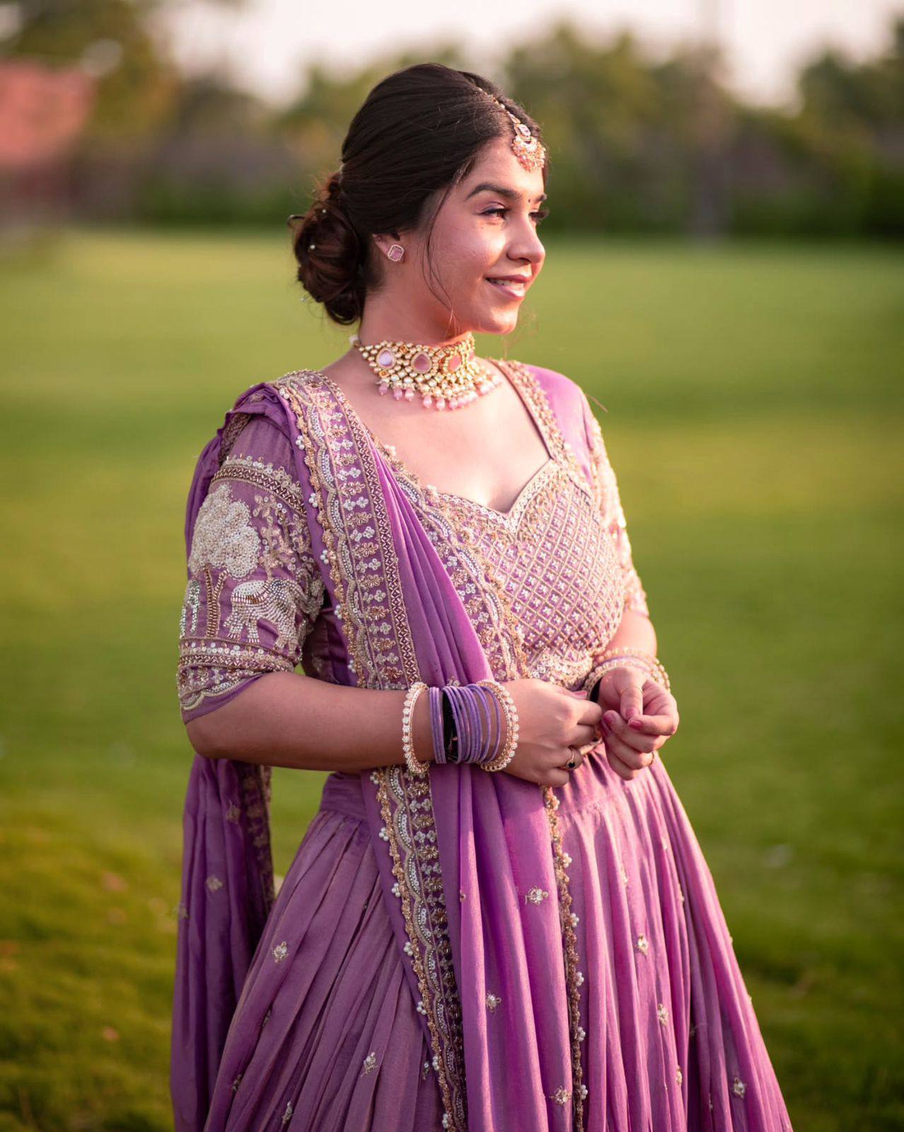 Engagements Wear Lavender Color Embroiderded Lehenga Choli