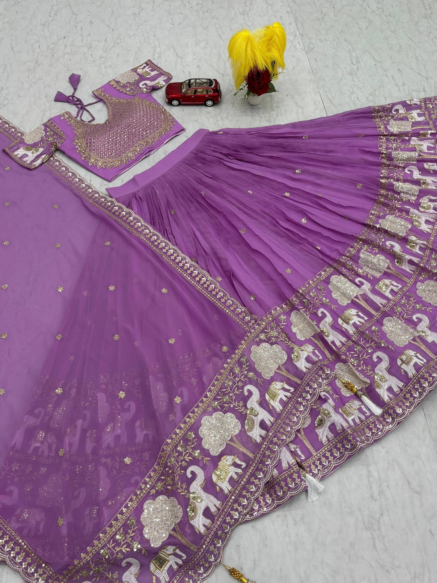 Engagements Wear Lavender Color Embroiderded Lehenga Choli