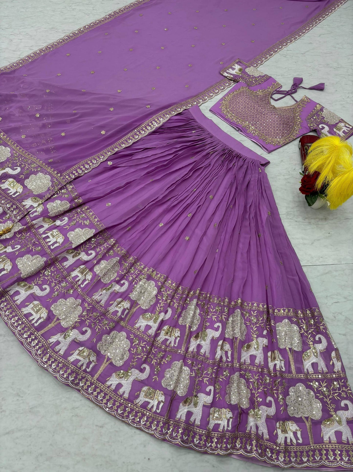 Engagements Wear Lavender Color Embroiderded Lehenga Choli