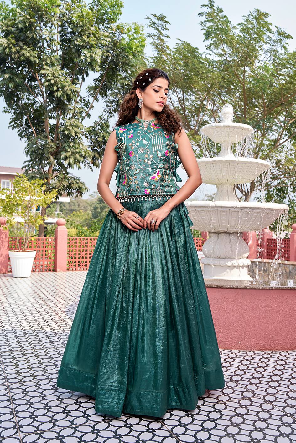 Superhit Blue Color Sequence Embroidered Lehenga With Shrug