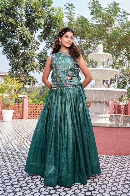 Superhit Blue Color Sequence Embroidered Lehenga With Shrug