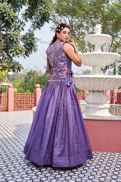 Preferable Purple Color Sequence Embroidered Top With Lehenga