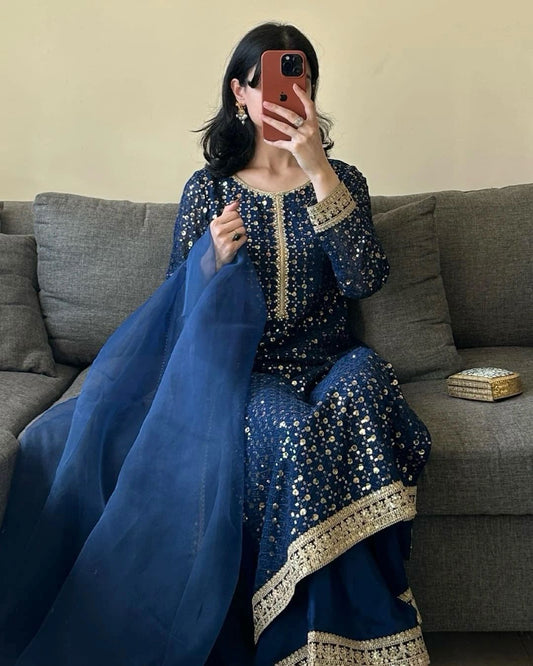 Wonderful Sequence Work Blue Color Salwar Suit