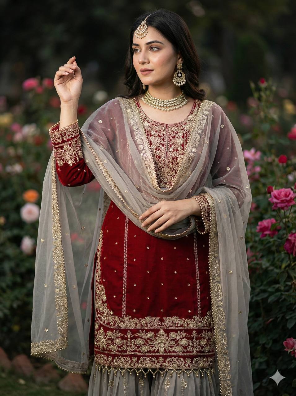 Designer Wedding Wear Heavy Faux Georgette Sharara Suit Set