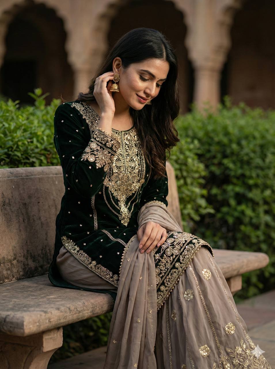 Designer Wedding Wear Heavy Faux Georgette Sharara Suit Set