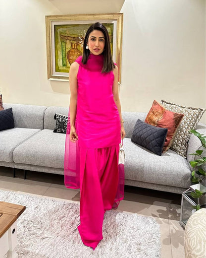 Beautiful Pink Color Fendi Silk Designer Salwar Suit