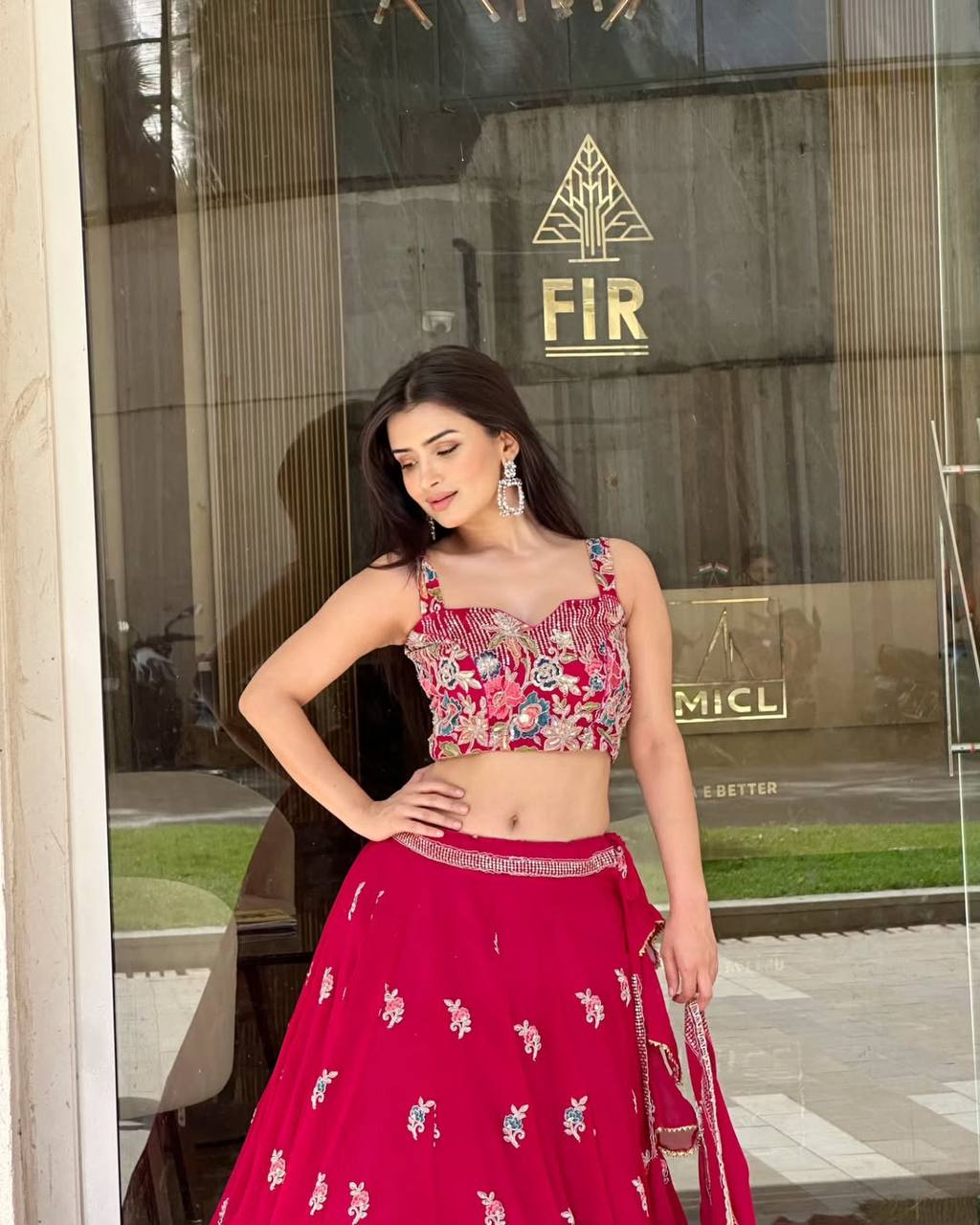 Pink Color Designer Faux Georgette Wedding Wear Lehenga Choli