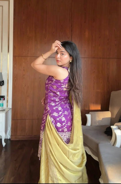 Neha's Wear Jacquard And Crunchy Silk Palazzo Set