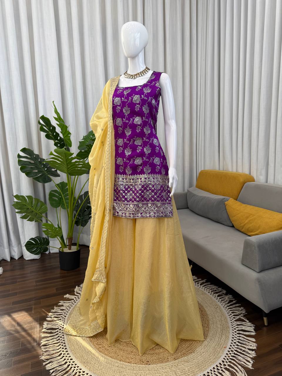 Neha's Wear Jacquard And Crunchy Silk Palazzo Set