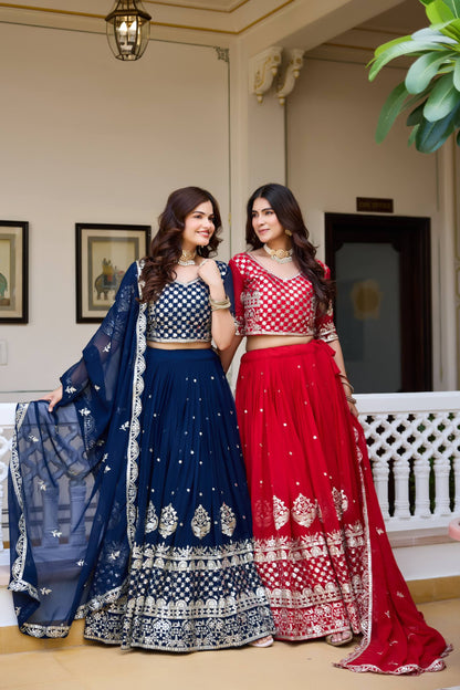 Designer Georgette Embroidery Work Traditional Wear Lehenga Choli